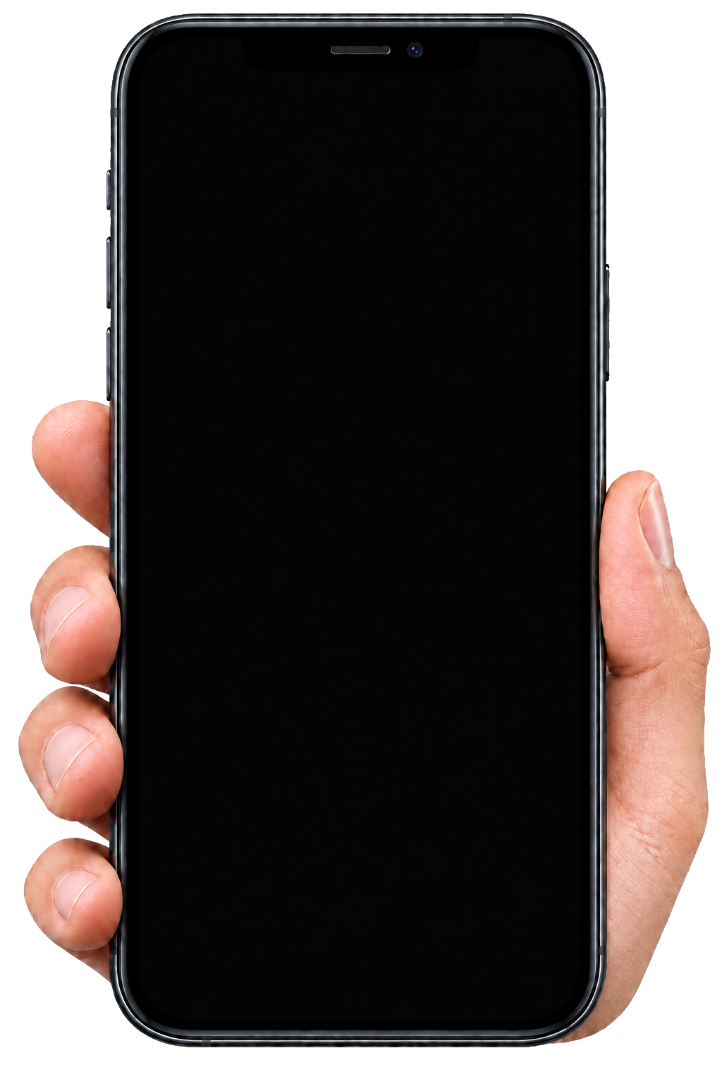 A hand holding a mobile phone