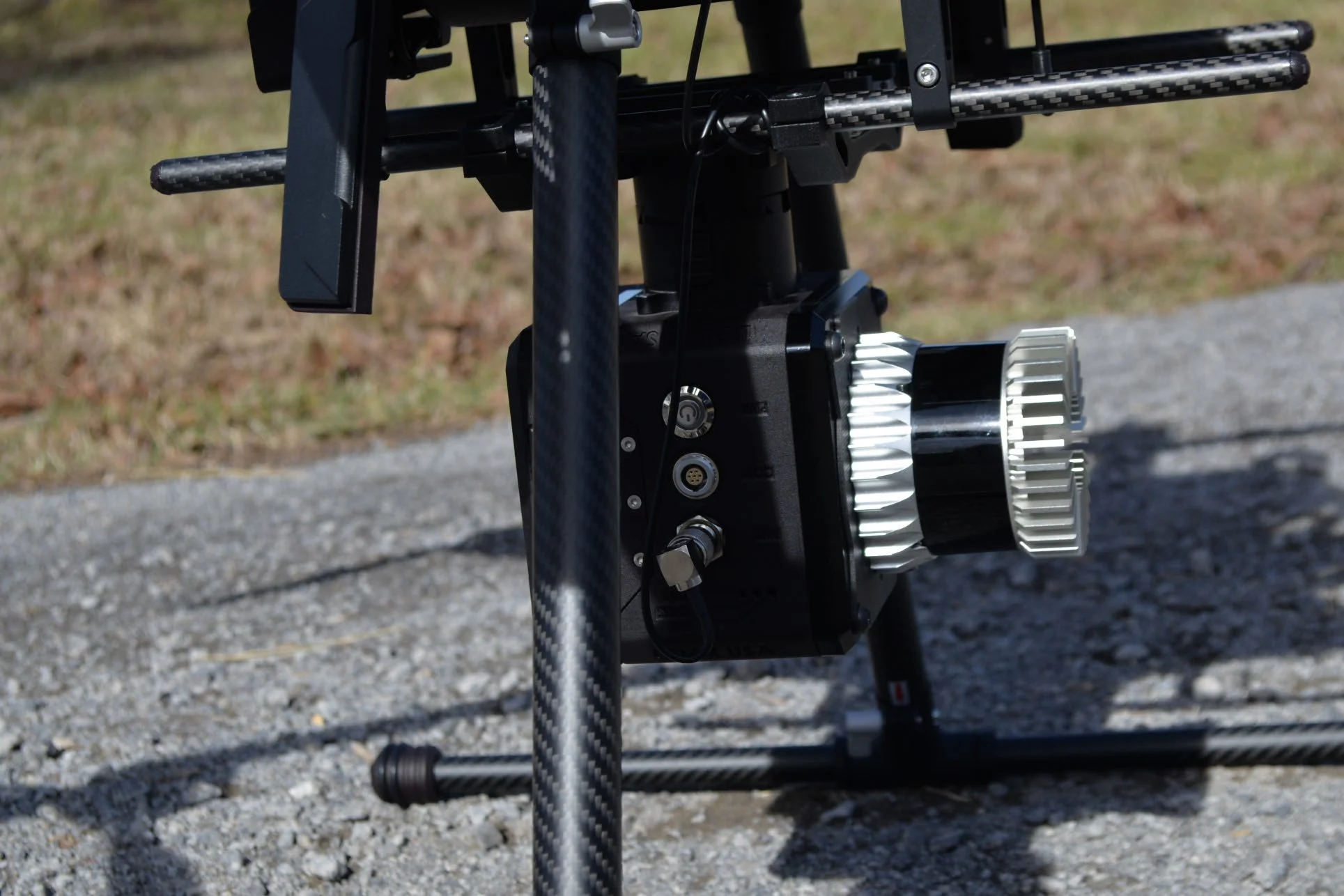 Close view of the Liberty 64 LiDAR sensor mounted beneath the aircraft