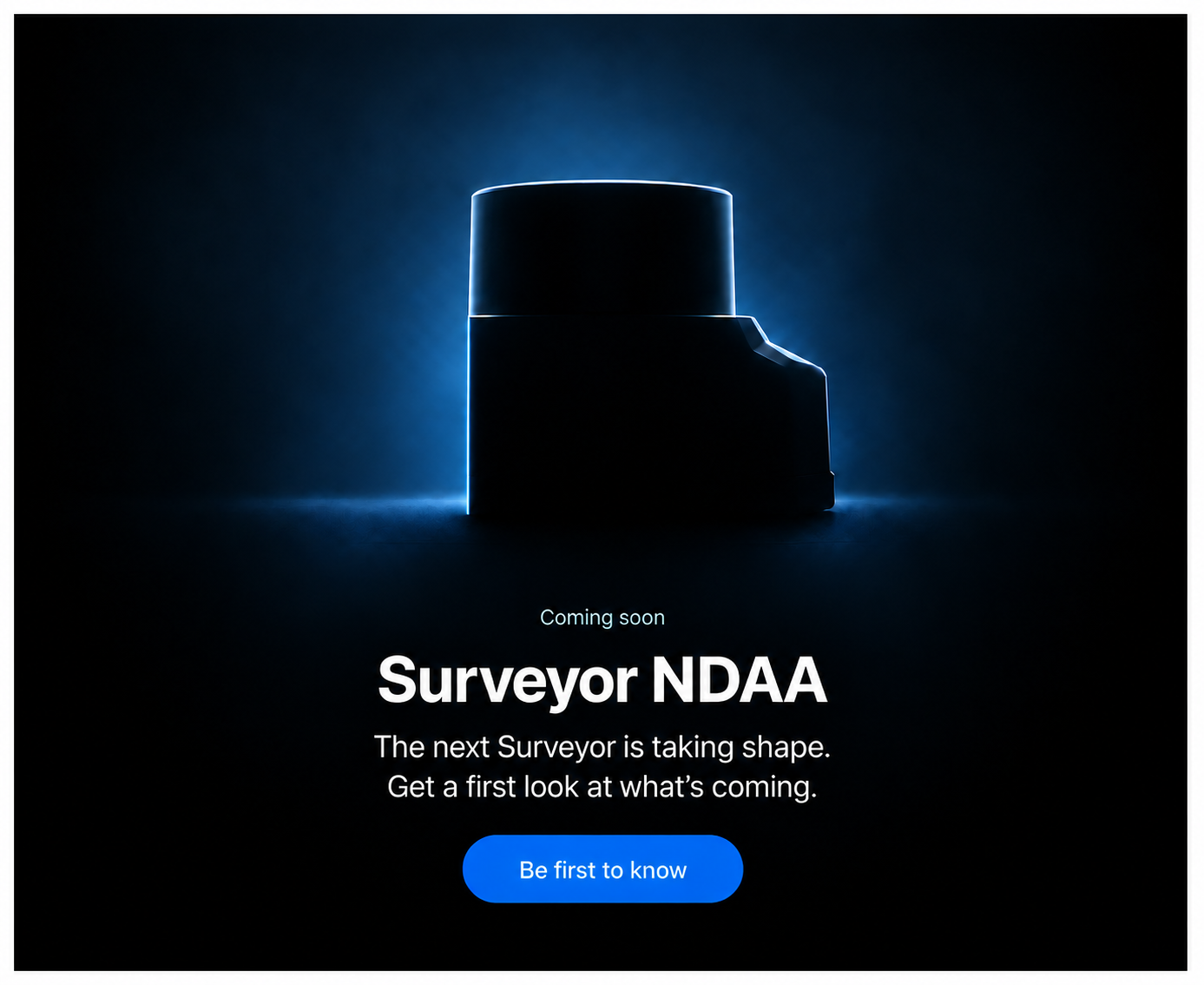 Illustrative Liberty NDAA concept silhouette with blue-lit edges; not the final product design.