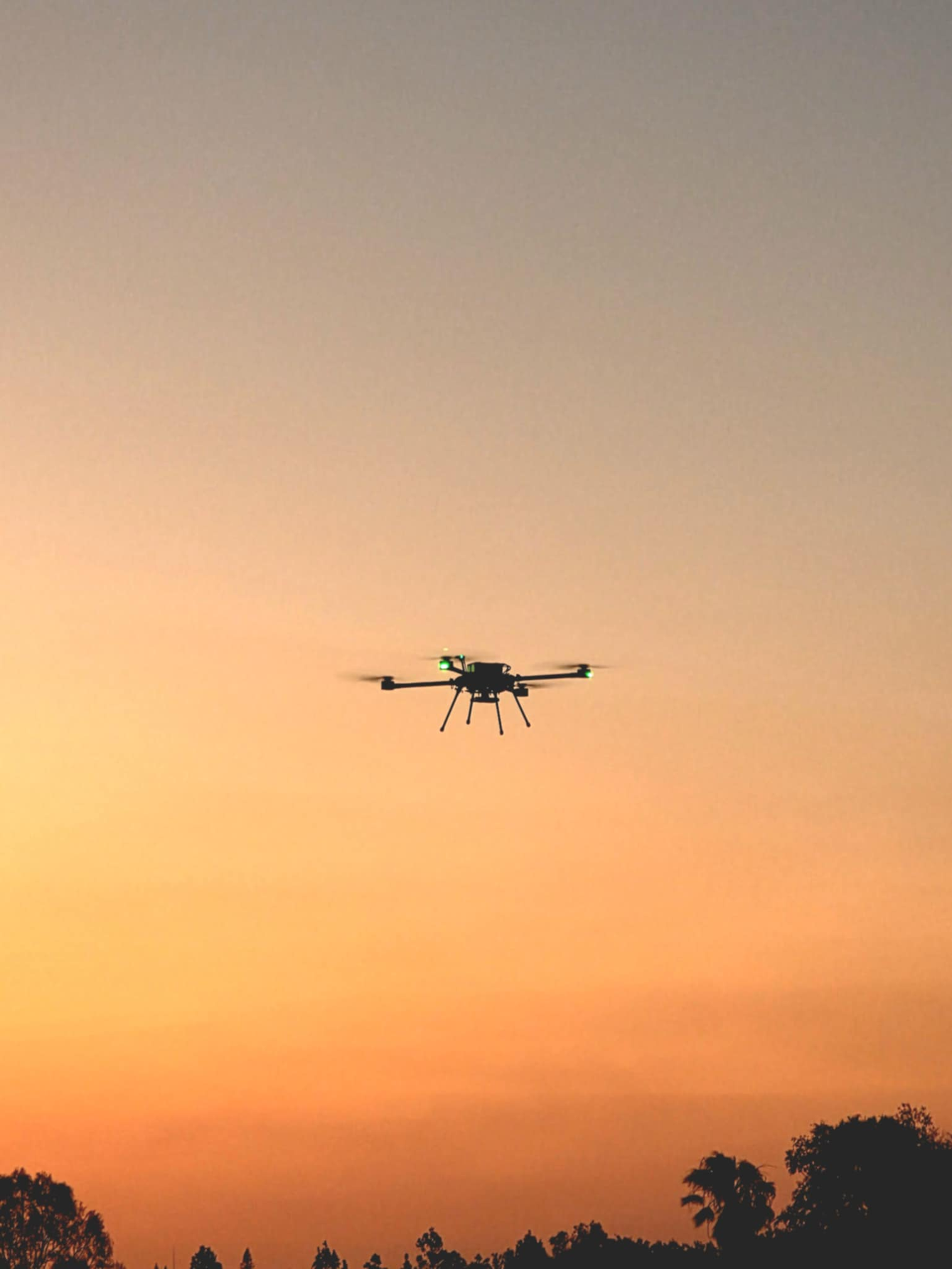 Patriot X4 flying against a golden sunset after an endurance flight