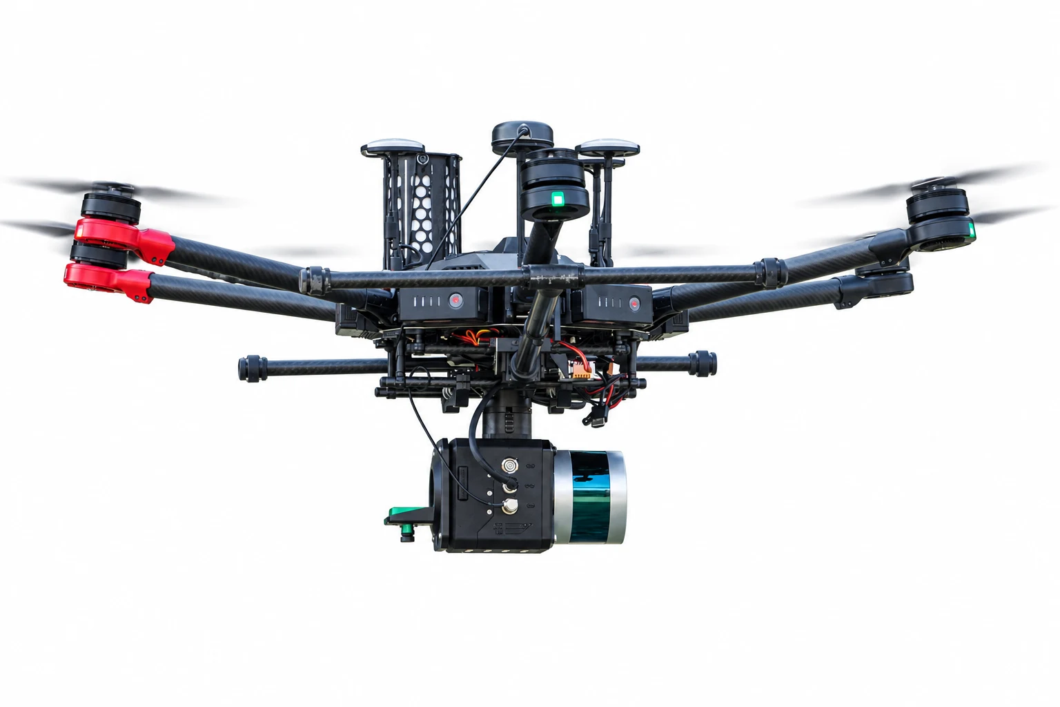 LiDAR-equipped drone against a clean white background